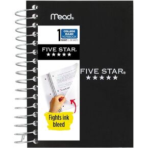 Five Star Spiral Notebooks, 6 Pack, Fat Lil' Pocket Notebooks, College Ruled Paper, 3-1/2" x 5-1/2", Small, 200 Sheets, Purple, Orange, Green, Blue, Gray, Black (38027)