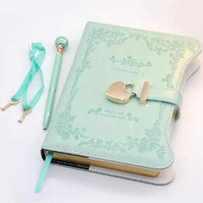 Diary with Lock and Keys for Girls Gift Ideas, 360 Kraft Pages Journal for Women, B6 Refillable Notebook for Writing with Pen and Bookmark (Astro Blue)