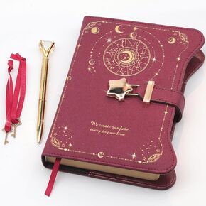 Diary with Lock and Keys for Girls Gift Ideas, 360 Kraft Pages Journal for Women, B6 Refillable Notebook for Writing with Pen and Bookmark (Astro Blue)