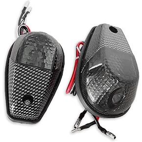 HTTMT MT224-012- CARBON CLEAR Flush Mount Motorcycle Turn Signals Blinker Light Compatible with Universal Sportbikes