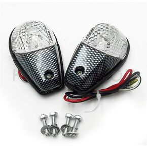 HTTMT MT224-012- CARBON CLEAR Flush Mount Motorcycle Turn Signals Blinker Light Compatible with Universal Sportbikes