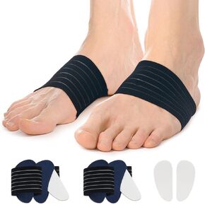 Arch Support for Plantar Fasciitis Relief, Arch Support Relief Braces with Gel Pads, Compression Bands for Flat Feet, Fallen Arch(2 Pairs Beige)