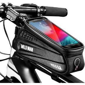 Bike Frame Bag, Bike Phone Mount, Waterproof Bicycle Handlebar Bag Cycling Front Top Tube Pouch Pannier Bike Phone Holder Stand Cycle Storage Bags for iPhone 15 14 13 12 Pro Max Smartphone up to 6.7''