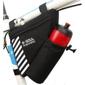 Bike Triangle Frame Bag with Water Bottle Holder, Waterproof Top Tube Bag for Bicycles, Bike Frame Storage Bag for Phone, Wallet, Keys, Tools, Use for Road Bike MTB Bike Accessories