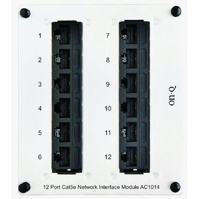 Legrand - OnQ 8 Port Cat 5e Network Interface Module, RJ45 Network Switch, High-Density Mini Patch Panel, Keystone Ports Labeled 1 Through 12, Grey, AC1014