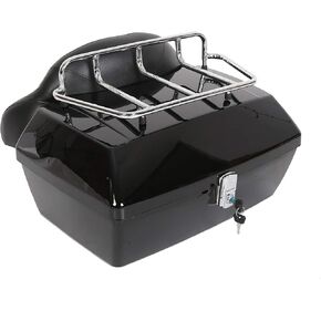 Black Motorcycle Trunk Tour Pack Luggage Compatible with Harley Honda Yamaha Suzuki Cruiser Tail Box Top Rack Backrest