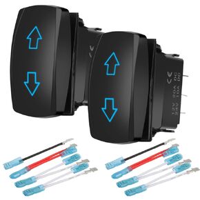 Linkstyle Momentary Rocker Switch, 7-pin ON-OFF-ON Motor Polarity Reverse Momentary Toggle Rock Switch, DPDT 20A 12V 24V, with Jump Wire, for Up/Down Switch for Marnie RV Truck Linear Actuator Trailer