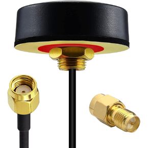 WiFi Puck Antenna Dual Band 2.4G 5.8 GHz, 5dBi Omni-Directional Mini Screw Mount RP-SMA Male Antenna 5ft Cable w/SMA Male to RP-SMA Female Adapter for WiFi Router Hotspot Wireless Network Card