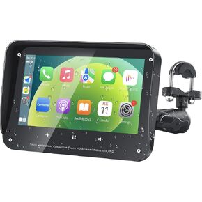 Apple Car Play Screen for Motorcycle Portable, Wireless Carplay, Android Auto for Motorbike, HD Touch Screen, Voice Control, GPS Navigation, Bluetooth Connection, Siri Support