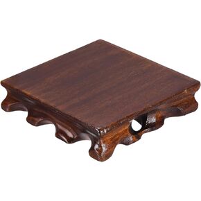 PATIKIL Wooden Display Stand, 4 x 4 Inch Square Teapot Vase Bonsai Base Wood Stand Holder for Home Office Decoration