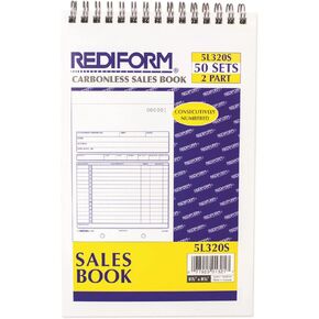 Rediform Sales Order Book, Wirebound, Numbered, 5.5 x 7.875 inches, 50 Duplicates (5L320S )