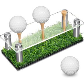 Acrylic Metal Golf Ball Display Case Golf Ball Holder with Black Base and Turf Golf Ball Stand Display Box for Golf Ball Decoration(5.91 Inch)