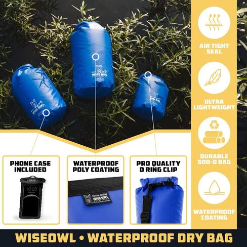 Wise Owl Outfitters Waterproof Dry Bag Backpack - Thick, Durable Water Bag for Kayaking, Camping, Beach and Outdoor Sports in Kuwait