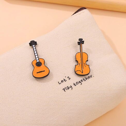 Creative instruments electric guitar violin Ukulele cartoon styling Dripping metal badge Music lover brooch for women and men in Saudi Arabia