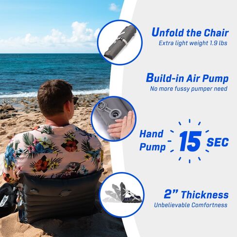 【تحديث】 مقاعد استاد هوائية قابلة للطي ذاتية النفخ، كرسي تخييم ومقاعد مبيضة مقاومة للماء، وسادة نوم خفيفة الوزن مع أشرطة قابلة للتعديل مدمجة للتخييم والمشي لمسافات طويلة والشاطئ ورحلات السيارة. in Kuwait