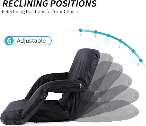 Heated Bleacher Seat DC 7.4V Port,Portable Stadium Chairs for Bleachers with Back Support, 4 Pockets, Adjustable Arms,6 Reclining Positions Thick Cushion Heated Seats- Power Bank Not Included in Kuwait