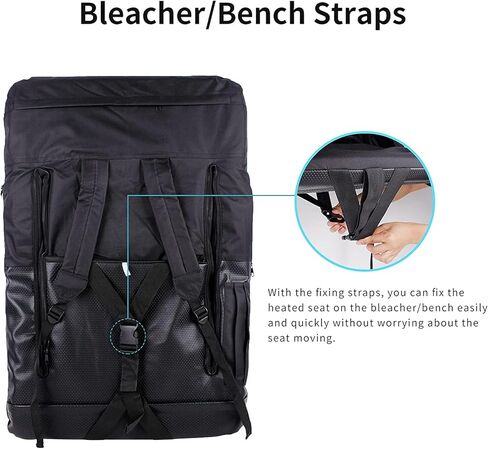 Heated Bleacher Seat DC 7.4V Port,Portable Stadium Chairs for Bleachers with Back Support, 4 Pockets, Adjustable Arms,6 Reclining Positions Thick Cushion Heated Seats- Power Bank Not Included in Kuwait