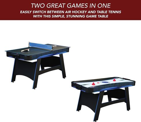 Hathaway Bandit 5-Ft Air Hockey and Table Tennis Multigame Table, Great for Family Game Rooms, Includes Strikers, Pucks, Paddles, Balls and net/Post Set in Saudi Arabia
