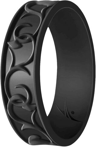 ROQ Silicone Rubber Wedding Ring for Women, Ornament, Breathable Silicone Wedding Band, Anniversary Ring, Promise Ring, 7mm Wide 2mm Thick, Multi Colors in Saudi Arabia