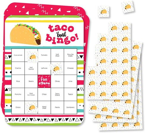 لعبة Big Dot of Happiness Taco 'Bout Fun - بطاقات وأقلام تحديد بينجو - لعبة فييستا بينجو المكسيكية - مجموعة من 18 قطعة in Saudi Arabia