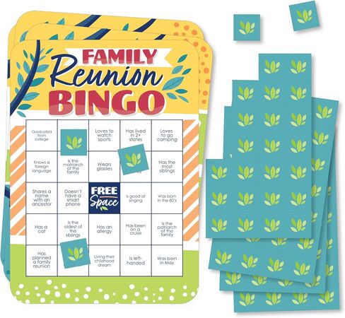 Big Dot of Happiness Colorful Family Reunion - Bingo Cards and Markers - Family Gathering Party Bingo Game - Set of 18 in Saudi Arabia