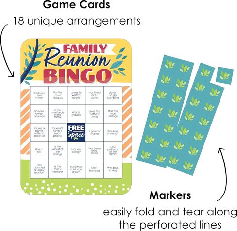 Big Dot of Happiness Colorful Family Reunion - Bingo Cards and Markers - Family Gathering Party Bingo Game - Set of 18 in Saudi Arabia