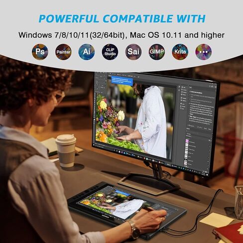 Drawing Tablet with Screen, 15.6'' XOPPOX Graphics Drawing Monitor Pen Display with 1080P Full Laminated Screen,Tilt 8192 Levels Battery-free Stylus,Adjustable Stand,Compatible for Window/Mac in Saudi Arabia