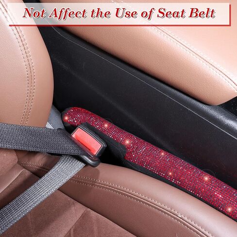 ToBeQueen Bling Car Seat Gap Filler Universal Fit for Car SUV Truck, Set of 2 Handmade Crystal Diamond Rhinestone Seat Gap Blocker Bling Car Accessories for Women(Silver) in Kuwait