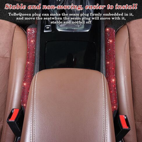 ToBeQueen Bling Car Seat Gap Filler Universal Fit for Car SUV Truck, Set of 2 Handmade Crystal Diamond Rhinestone Seat Gap Blocker Bling Car Accessories for Women(Silver) in Kuwait