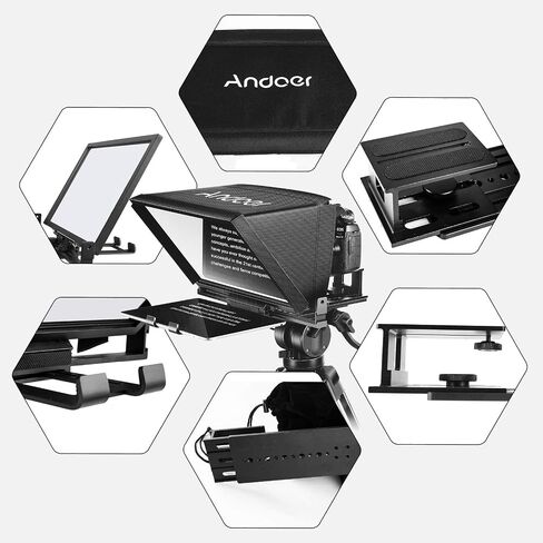 Andoer A12 كاميرا محمولة ملقن للكاميرات DSLR/بدون مرايا تسجيل فيديو بث مباشر مقابلة مرحلة العرض التقديمي مع حقيبة حمل بجهاز التحكم عن بعد in Saudi Arabia
