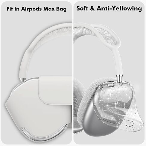 حافظة NIUTRENDZ شفافة لجهاز AirPods Max، غطاء حماية ناعم من البولي يوريثان الحراري، أغطية للأذنين، ملحقات 【مضادة لبصمات الأصابع، ومضادة للخدش، ومضادة للغبار】 (لامع) in Saudi Arabia