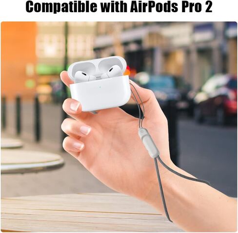 حبل HiFan متوافق مع AirPods Pro 2، حبل مضاد للسقوط ومضاد للفقد، حبل قابل للتعديل مع مشبك لـ AirPods Pro 2 (رمادي) in Saudi Arabia