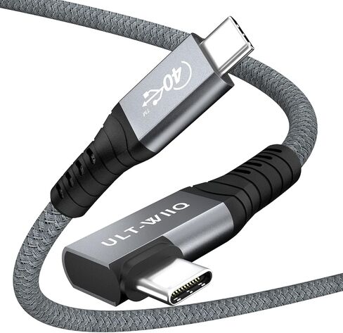كابل USB4 بزاوية يمنى 2.62 قدم، نقل 40 جيجابت في الثانية وشحن 100 وات سلك USB 4.0 90 درجة، يدعم 8K/6K@60 هرتز أو كابل فيديو مزدوج 4K لـ Thunderbolt 3/4، iMac، MacBook، SSD خارجي، eGPU، Dell/HP Dock in Kuwait
