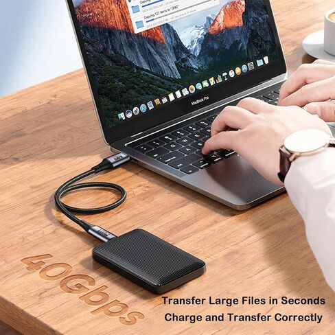 كابل Thunderbolt 4 USB C (4أقدام، 2 حزمة)، كابل USB C إلى C يدعم Thunderbolt 4/3، USB4، شحن 100 واط، شاشة 8K، نقل بيانات 40 جيجابت في الثانية لـ SSD خارجي،EGU،الإرساء،MacBook،iPad Pro، الهاتف إلخ in Kuwait
