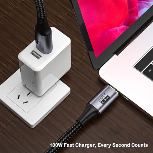 كابل Thunderbolt 4 USB C (4أقدام، 2 حزمة)، كابل USB C إلى C يدعم Thunderbolt 4/3، USB4، شحن 100 واط، شاشة 8K، نقل بيانات 40 جيجابت في الثانية لـ SSD خارجي،EGU،الإرساء،MacBook،iPad Pro، الهاتف إلخ in Kuwait