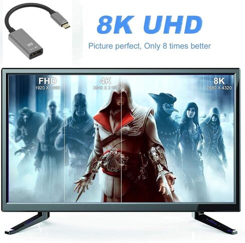 CABLEDECONN USB C to DisplayPort 1.4 8K Cable 8K@60Hz 4K@144Hz Male to Female 25CM Converter Thunderbolt 3 to DisplayPort Adapter in Saudi Arabia