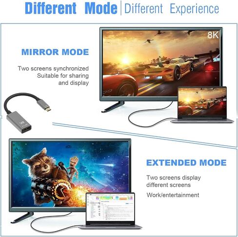 CABLEDECONN USB C to DisplayPort 1.4 8K Cable 8K@60Hz 4K@144Hz Male to Female 25CM Converter Thunderbolt 3 to DisplayPort Adapter in Saudi Arabia