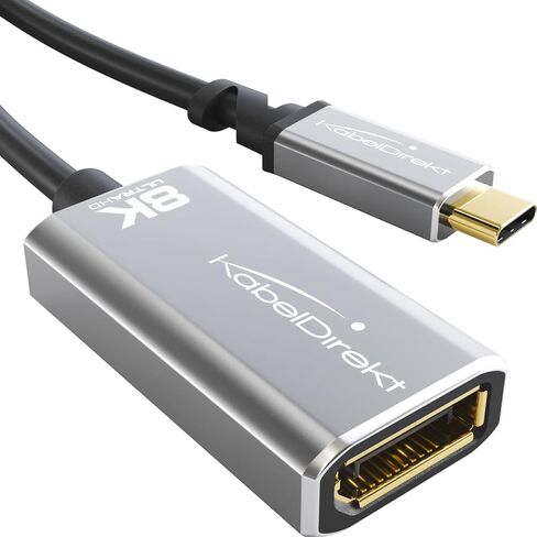 محول 8K USB C إلى DisplayPort 1.4 مع حافظة معدنية كاملة مقاومة للكسر (ينقل 8K/60 هرتز من الكمبيوتر المحمول/الهاتف الذكي إلى الشاشات الكبيرة - DP 1.4، USB 3.1، النوع C، Thunderbolt 3، 6 بوصة) بواسطة CableDirect in Kuwait