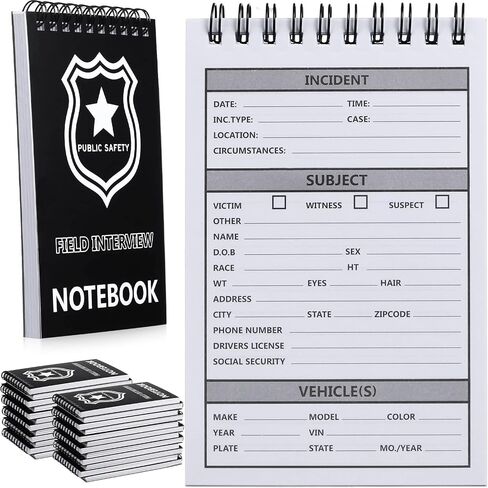 Teling 12 Packs Public Safety Police Field Interview Notebook Report Notepad for Law Enforcement Officer Gifts Ticket Book Notebook Cop Interview Equipment Accessories, 70 Sheets/ 140 Pages in Saudi Arabia