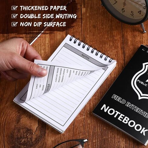 Teling 12 Packs Public Safety Police Field Interview Notebook Report Notepad for Law Enforcement Officer Gifts Ticket Book Notebook Cop Interview Equipment Accessories, 70 Sheets/ 140 Pages in Saudi Arabia
