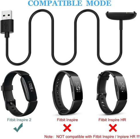 كابل شاحن لـ Fitbit Inspire 2 & ACE 3، قاعدة شحن USB بديلة لـ Inspire 2 متتبع الصحة واللياقة البدنية 100 سم / 3.3 قدم (1) in Kuwait