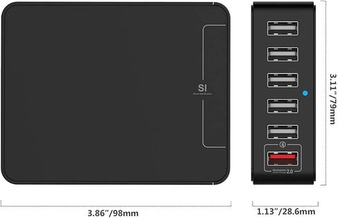 شاحن سطح المكتب USB، محطة شحن USB ذات 6 منافذ، محور شاحن، شاحن USB متعدد، محول طاقة USB لأجهزة iPhone X، 7، iPad، Samsung Galaxy S8 S8 Edge، LG G5، Nexus جميع الهواتف الذكية in Kuwait