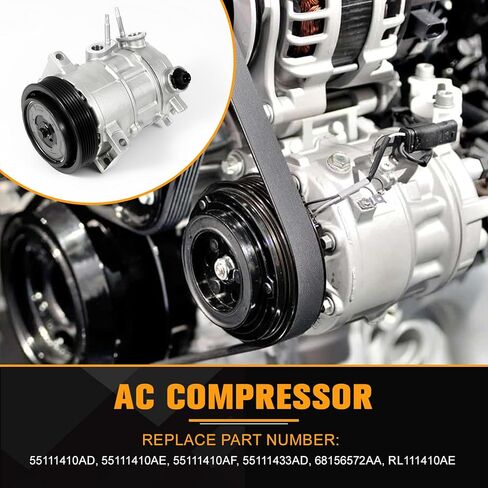 Air Conditioner A/C AC Compressor with Clutch Compatible with Dodge Avenger 2008-2014, Journey 2009-2020, Chrysler 200 2011-2014, Sebring 2007-2010, 2.4L L4#Replace 55111410AD 55111410AE in Saudi Arabia