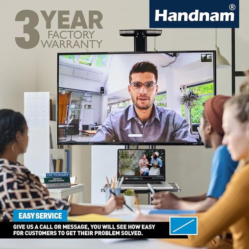 HANDNAM Mobile TV Stand, Rolling TV Cart for 32-75 Inch Flat/Curved LED/LCD/OLED/4K, Portable TV Stand on Wheels Holds Up to 100 lbs, Height Adjustable Outdoor TV Stand Trolley Max VESA 600x400mm in Saudi Arabia