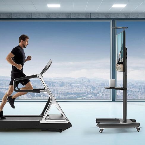 حامل تلفزيون متنقل حامل تلفزيون متدحرج مع عربة تلفزيون بعجلات لشاشات 32-100 بوصة بحد أقصى VESA 800 × 600 مم LED LCD مسطحة منحنية، حامل أرضي بعجلات قابل للتعديل مع رف للمكتب المنزلي in Kuwait