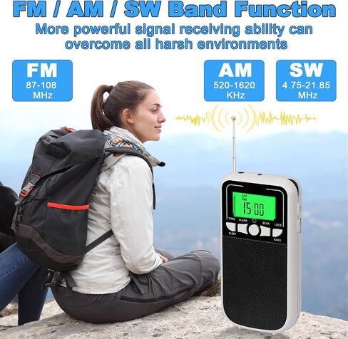 Portable Radio AM FM, Pocket Radios, Battery Operated Emergency Pocket Walkman Radio, for Elderly, with LED Flashlight, for Walk/Jogging/Gym/Camping Portable Transistor Radio(Orange) in Saudi Arabia