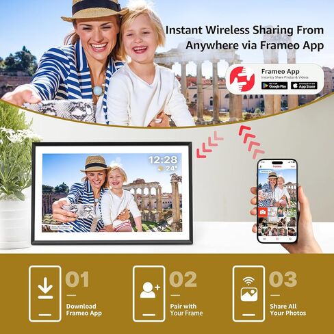 إطار صور رقمي واي فاي 10.1 بوصة، شاشة لمس IPS عالية الدقة 1280 × 800، إطار صور ذكي إلكتروني مع مساحة تخزين 32 جيجابايت، تدوير تلقائي، مشاركة الصور/مقاطع الفيديو على الفور عبر تطبيق Frameo in Saudi Arabia
