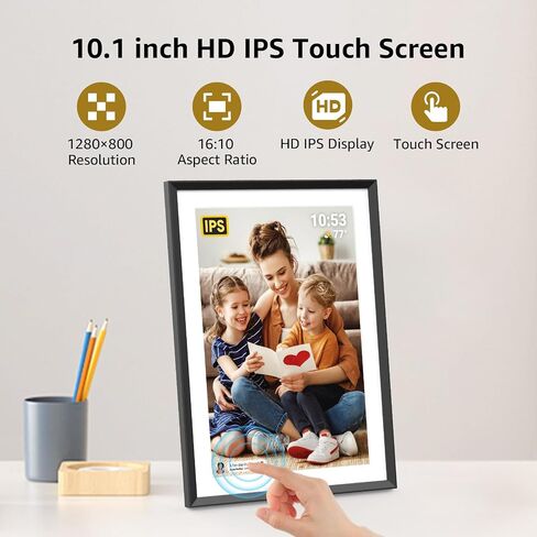 إطار صور رقمي واي فاي 10.1 بوصة، شاشة لمس IPS عالية الدقة 1280 × 800، إطار صور ذكي إلكتروني مع مساحة تخزين 32 جيجابايت، تدوير تلقائي، مشاركة الصور/مقاطع الفيديو على الفور عبر تطبيق Frameo in Saudi Arabia