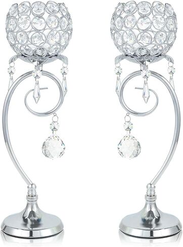 2 ps K9 Crystal tealight Candle Holder/Candlestick/Candelabra for Table Centerpieces,Wedding/Party/Event Decor,Home Decor,Gift for Mon/Friends (Golden) in Saudi Arabia