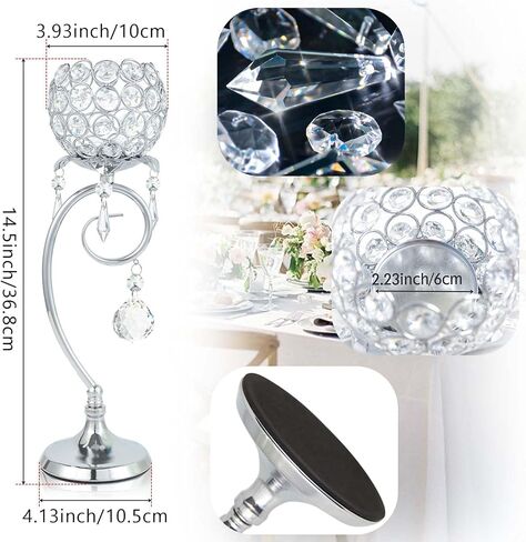2 ps K9 Crystal tealight Candle Holder/Candlestick/Candelabra for Table Centerpieces,Wedding/Party/Event Decor,Home Decor,Gift for Mon/Friends (Golden) in Saudi Arabia